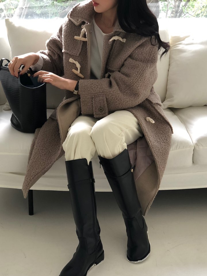 FLOOR東大門代購女裝新品熱賣真品人氣休閑職業中長款大衣連帽DRESS ROOM中長款大衣