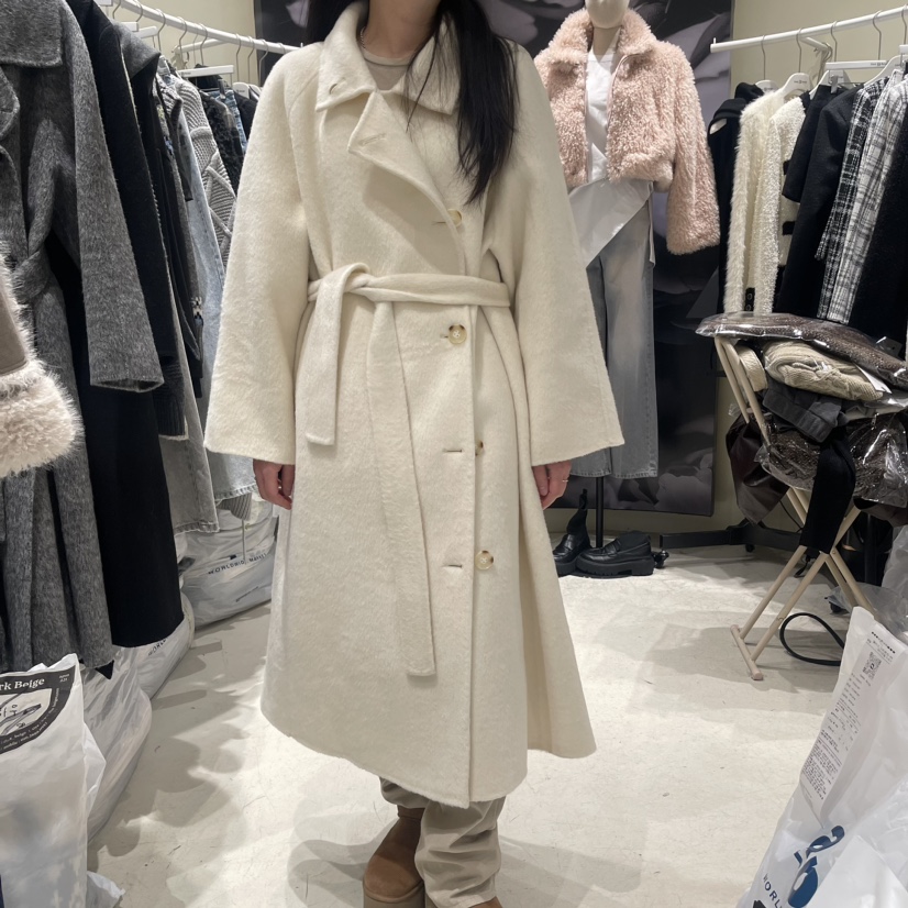 DARK BEIGE韓國代購女士新款時尚熱賣中長款大衣含腰帶高領DARK BEIGE中長款大衣圖色2