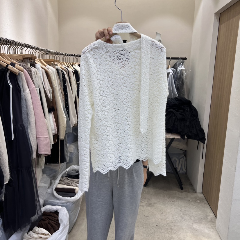 groovy.H/HOLYBANANA東大門直郵女士新品時尚襯衫蕾絲衫含脖帶groovy.H/HOLYBANANA襯衫/蕾絲衫