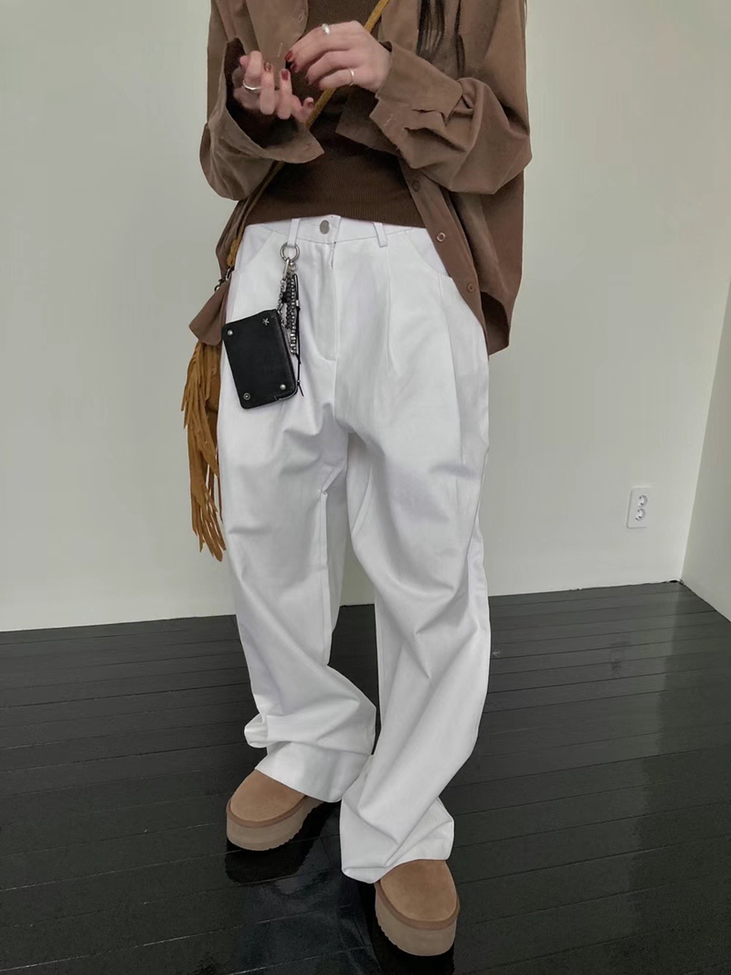 UNSANE東大門代購女裝新款休閑時尚24秋夏人氣職業休閑褲拉絲UNSANE休閑褲