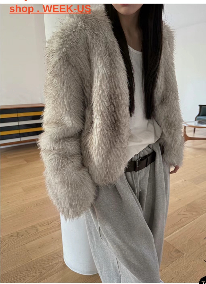UNSANE韓國直郵女士新款職業人氣24秋夏熱賣時尚短款大衣假毛UNSANE短款大衣