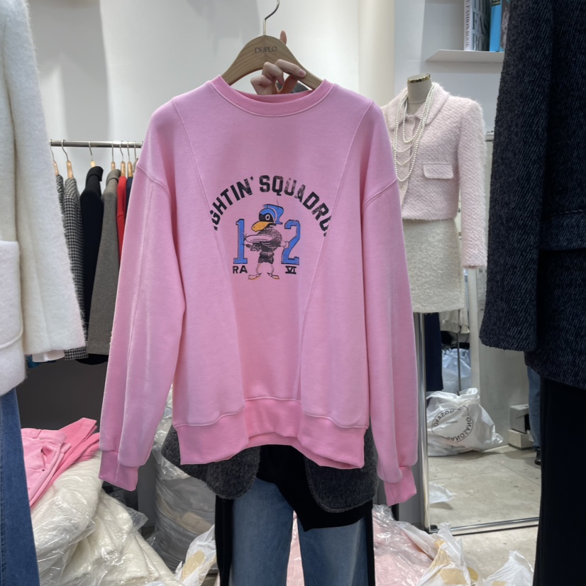 DUPLO韓國直郵女裝新款真品推薦職業24秋冬時尚休閑衛衣加絨DUPLO衛衣圖色1