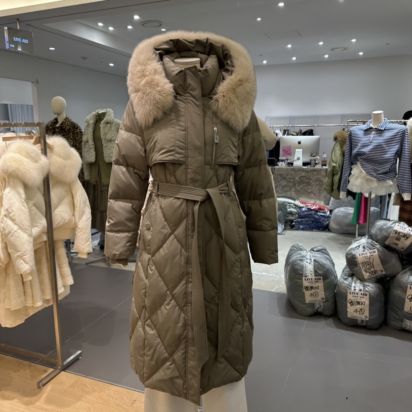 Butter-P韓國直郵東大門實拍女裝新款熱賣長款羽絨服含腰帶填充絨BUTTER-P長款羽絨服圖色3