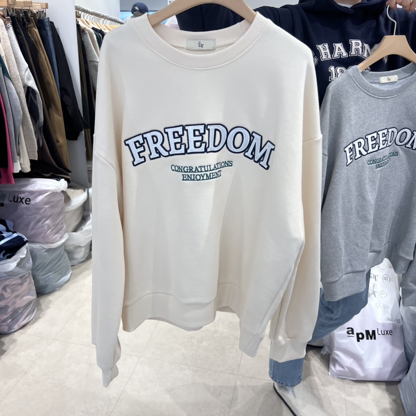 FAR東大門直郵女裝新品24秋夏職業休閑時尚熱賣衛衣不加絨刺繡X-MOOD衛衣