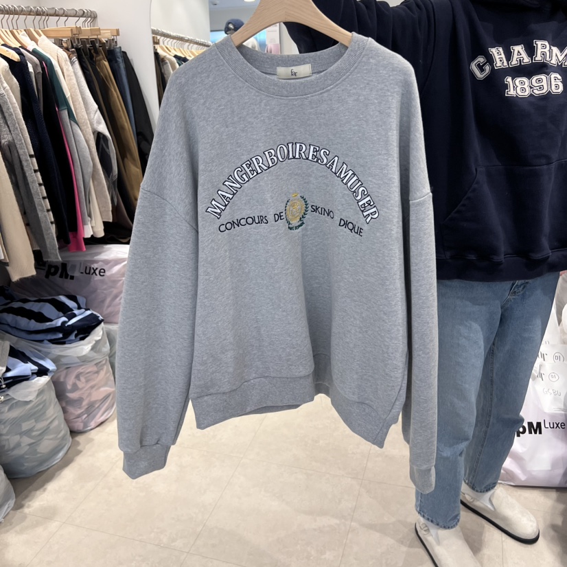 FAR韓國直郵女士新款休閑熱賣24秋夏職業人氣衛衣不加絨刺繡X-MOOD衛衣