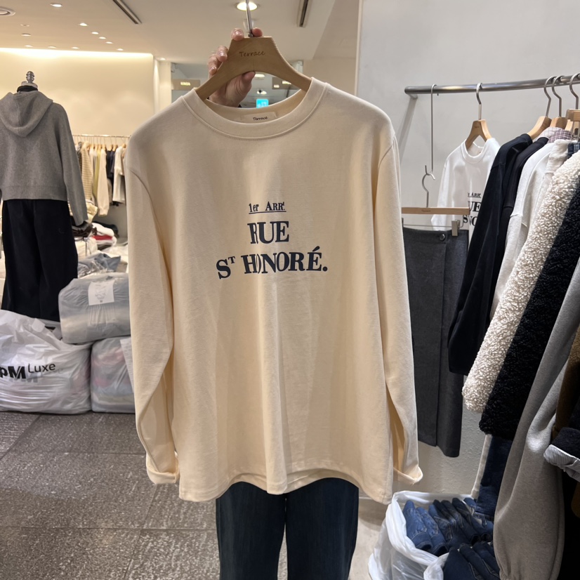 Terrace直郵韓國代購女裝新品時尚人氣24秋冬職業推薦長袖T恤TERRACE長袖T恤