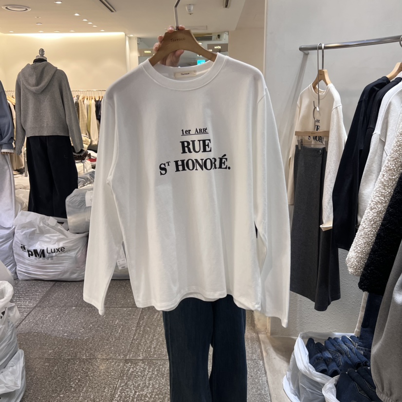 Terrace直郵韓國代購女裝新品時尚人氣24秋冬職業推薦長袖T恤TERRACE長袖T恤圖色2