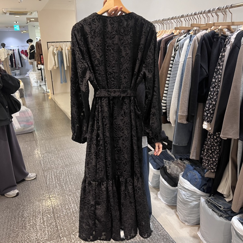 Terrace韓國直郵女裝新品職業時尚休閑推薦連衣裙含腰帶蕾絲TERRACE連衣裙