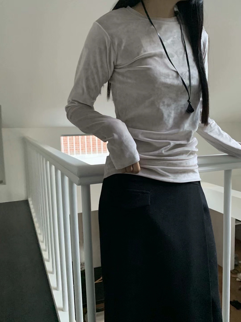 HANDER東大門實拍女裝新款熱賣人氣休閑時尚推薦長袖T恤水貂絨HANDER長袖T恤