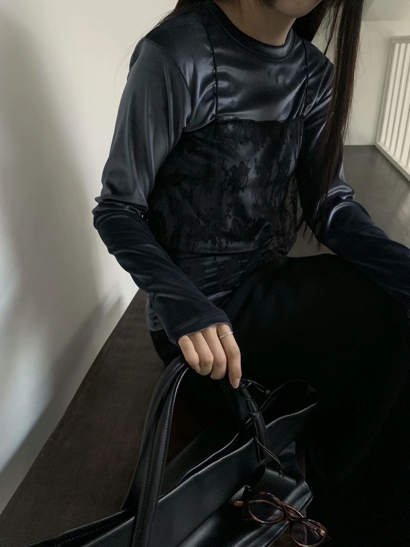 HANDER東大門實拍女裝新款熱賣人氣休閑時尚推薦長袖T恤水貂絨HANDER長袖T恤