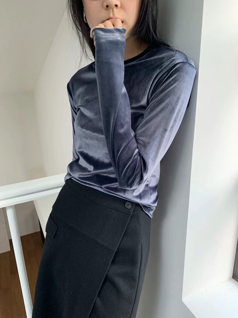 HANDER東大門實拍女裝新款熱賣人氣休閑時尚推薦長袖T恤水貂絨HANDER長袖T恤圖色2
