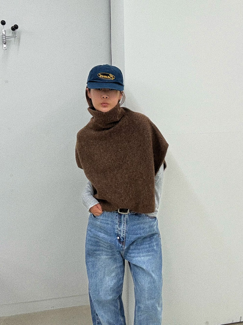 Oli Seoul韓國代購女裝新品休閑24秋夏吊帶背心羊駝毛斗篷OLI SEOUL吊帶/背心