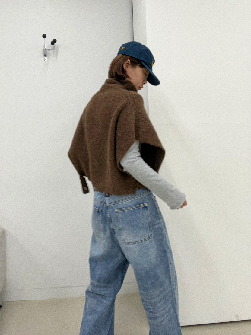 Oli Seoul韓國代購女裝新品休閑24秋夏吊帶背心羊駝毛斗篷OLI SEOUL吊帶/背心