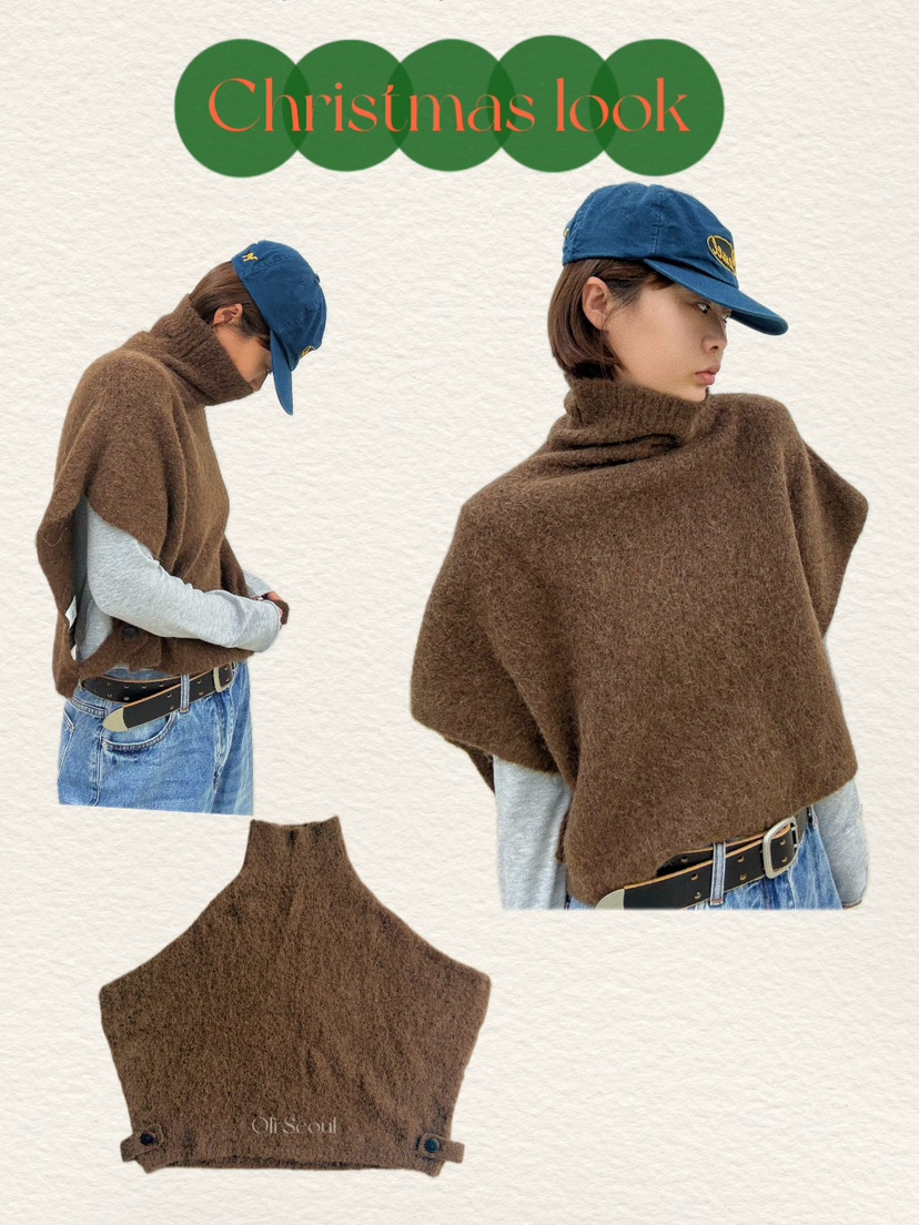Oli Seoul韓國代購女裝新品休閑24秋夏吊帶背心羊駝毛斗篷OLI SEOUL吊帶/背心