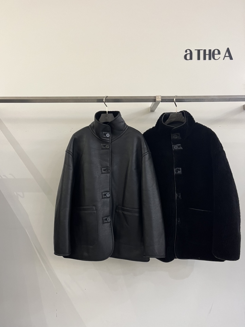 aTHeA韓國直郵女裝新品人氣24秋冬職業休閑真品短款大衣雙面ATHEA短款大衣圖色2