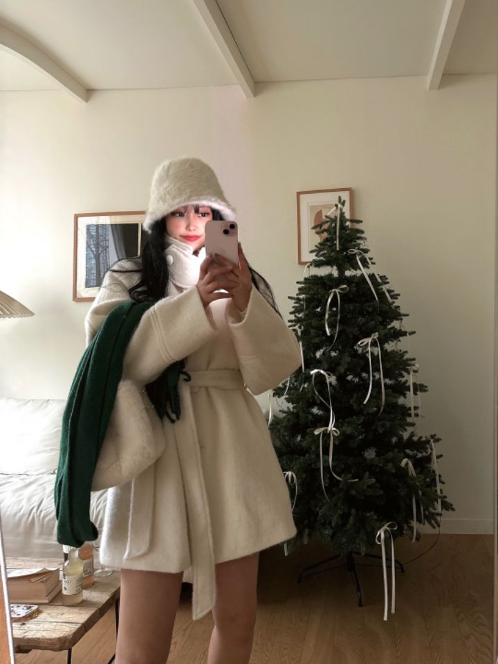 MARS韓國直郵東大門代購女裝新款職業中長款大衣含腰帶羊毛mars中長款大衣