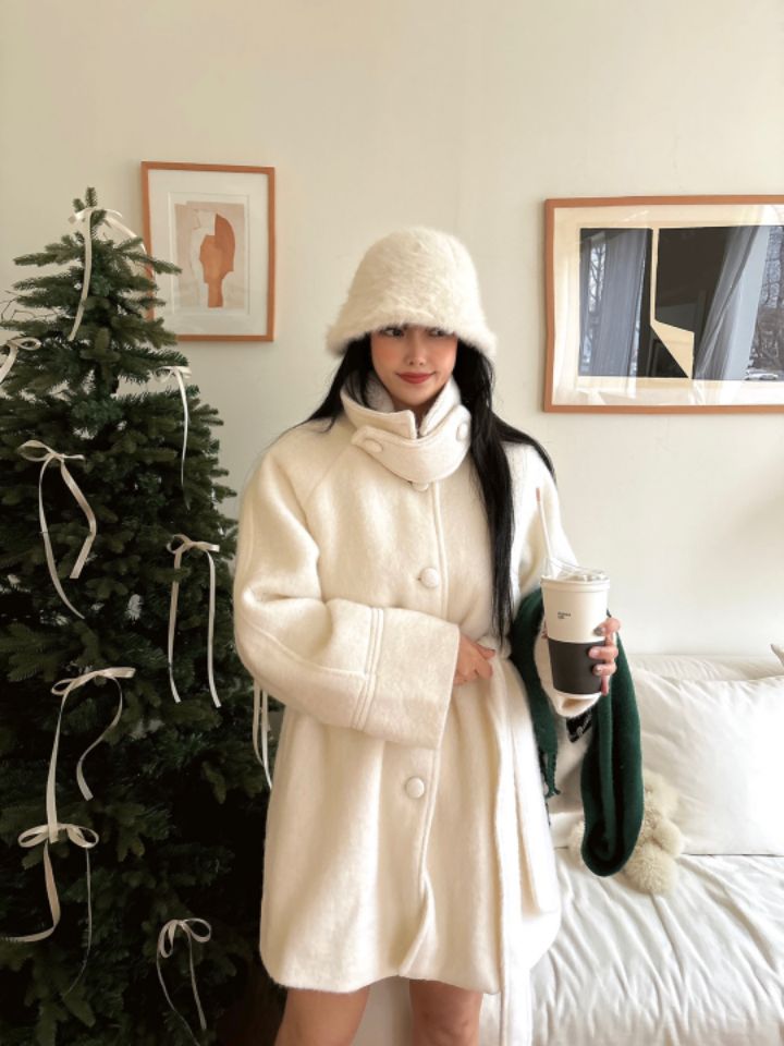 MARS韓國直郵東大門代購女裝新款職業中長款大衣含腰帶羊毛mars中長款大衣