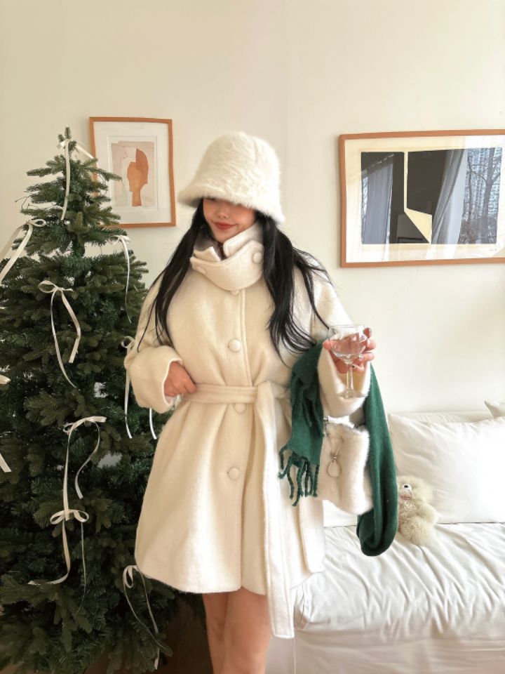 MARS韓國直郵東大門代購女裝新款職業中長款大衣含腰帶羊毛mars中長款大衣圖色2