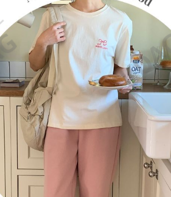 BLESSU直郵韓國代購女裝新品職業真品熱賣推薦24秋冬T恤刺繡BLESSUT恤