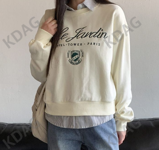 BLESSU直郵韓國代購女裝新品熱賣職業休閑衛衣刺繡拉絨圓領BLESSU衛衣