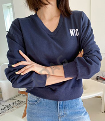 BLESSU直郵韓國代購女裝新品職業24秋冬真品時尚推薦衛衣V領BLESSU衛衣