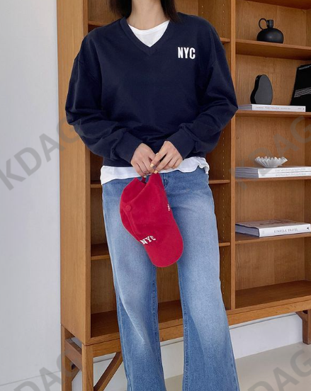 BLESSU直郵韓國代購女裝新品職業24秋冬真品時尚推薦衛衣V領BLESSU衛衣