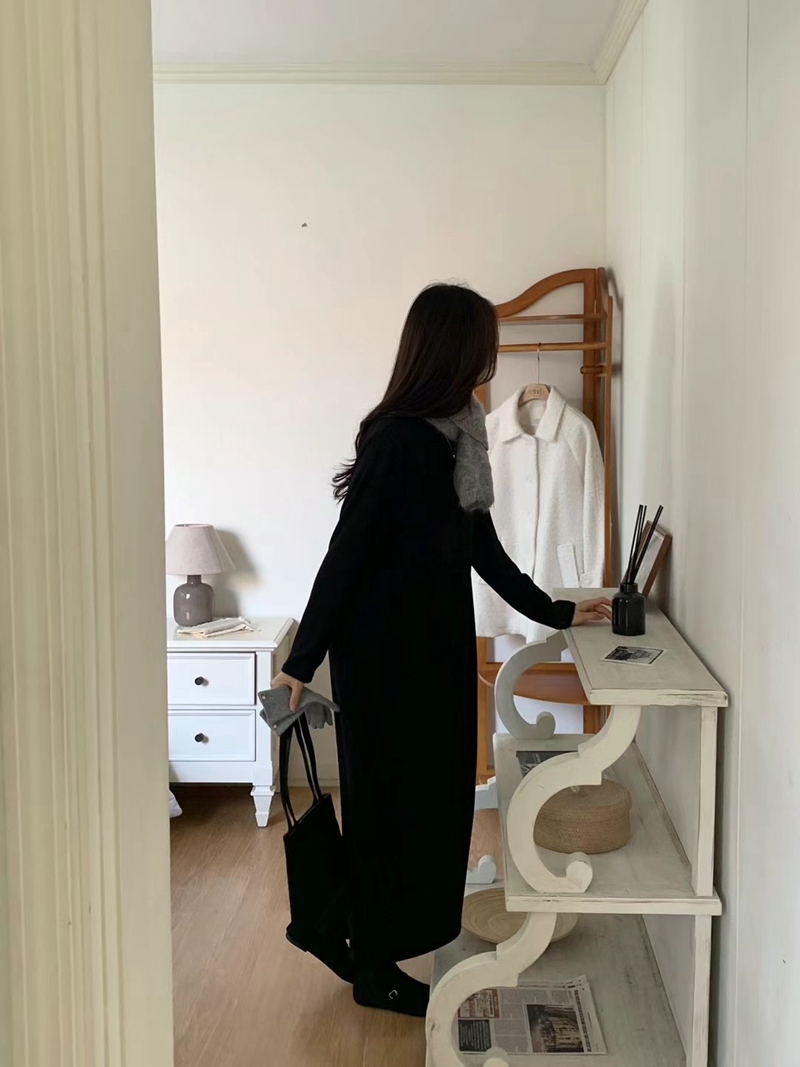 AND韓國直郵女裝新款真品24秋冬時尚人氣熱賣連衣裙拉絨柔軟DAILY PROJECT連衣裙