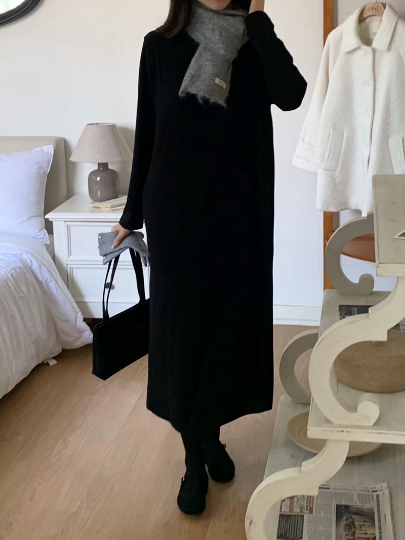 AND韓國直郵女裝新款真品24秋冬時尚人氣熱賣連衣裙拉絨柔軟DAILY PROJECT連衣裙