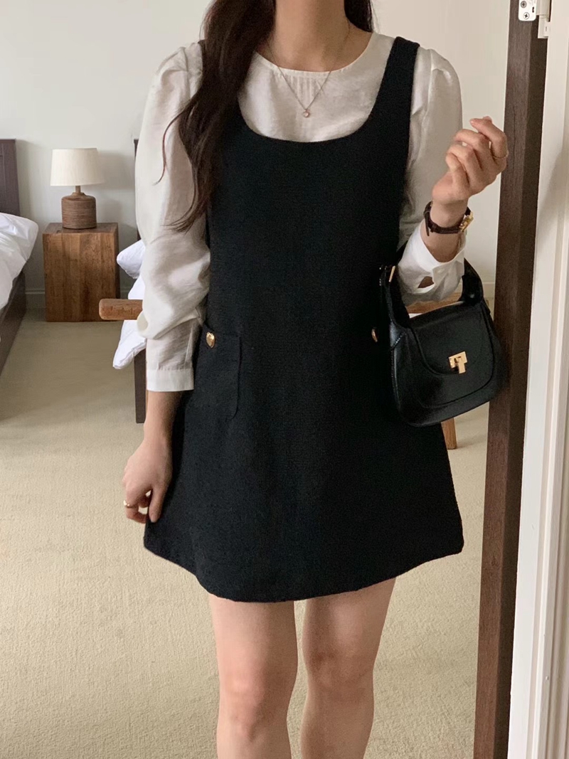 AND韓國直郵女裝新款熱賣職業推薦休閑人氣真品24秋冬連衣裙花呢DAILY PROJECT連衣裙