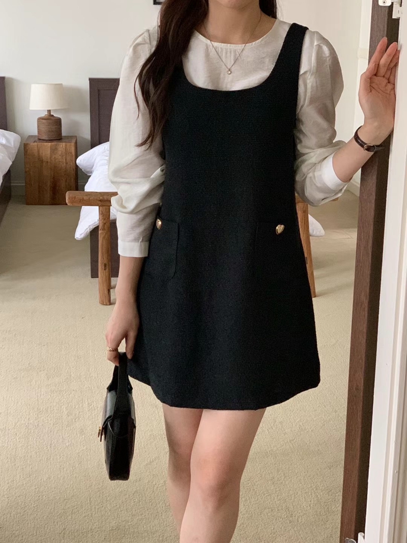 AND韓國直郵女裝新款熱賣職業推薦休閑人氣真品24秋冬連衣裙花呢DAILY PROJECT連衣裙