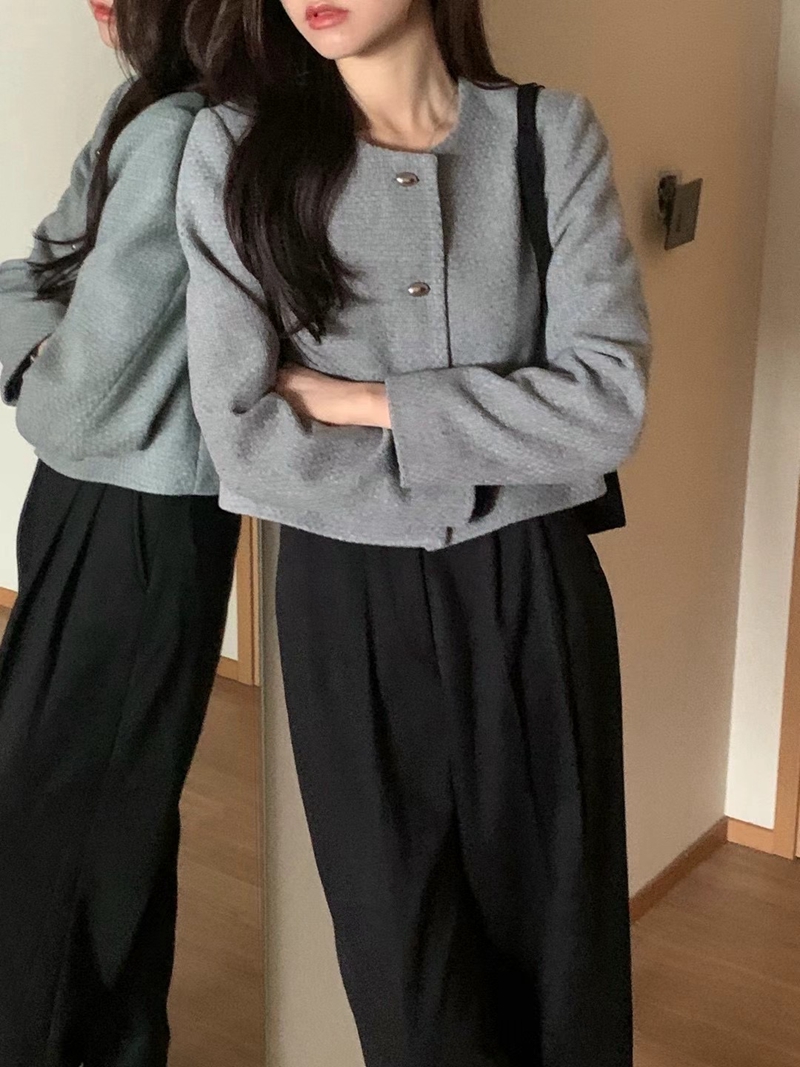 AND直郵韓國代購女裝新款時尚真品推薦24秋冬職業夾克羊毛花呢DAILY PROJECT夾克