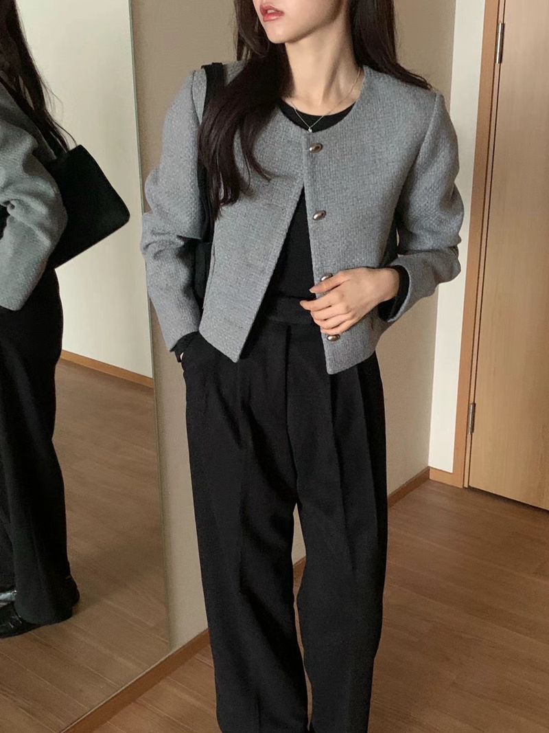 AND直郵韓國代購女裝新款時尚真品推薦24秋冬職業夾克羊毛花呢DAILY PROJECT夾克