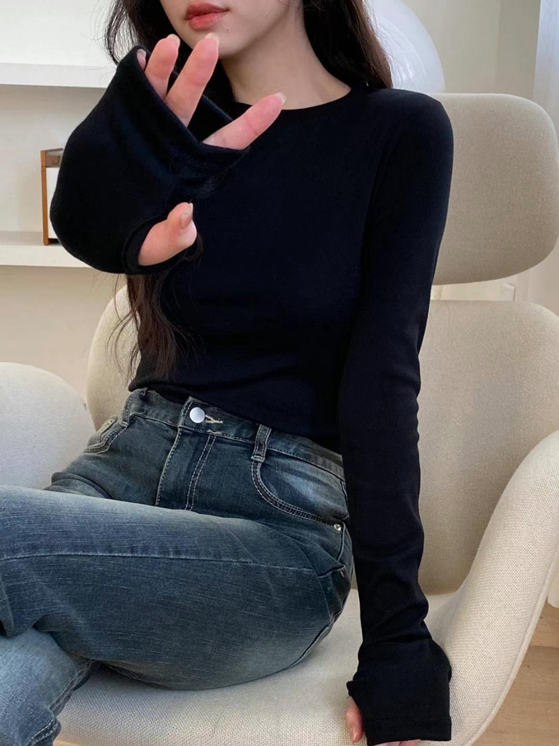 BOBBYIJAY韓國直郵東大門實拍女裝新款24秋冬休閑真品長袖T恤BOBBYIJAY長袖T恤