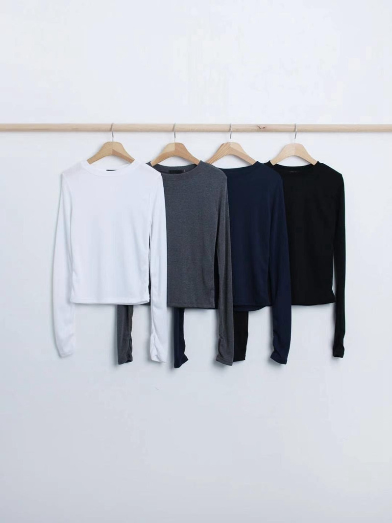 BOBBYIJAY韓國直郵東大門實拍女裝新款24秋冬休閑真品長袖T恤BOBBYIJAY長袖T恤圖色2左二色