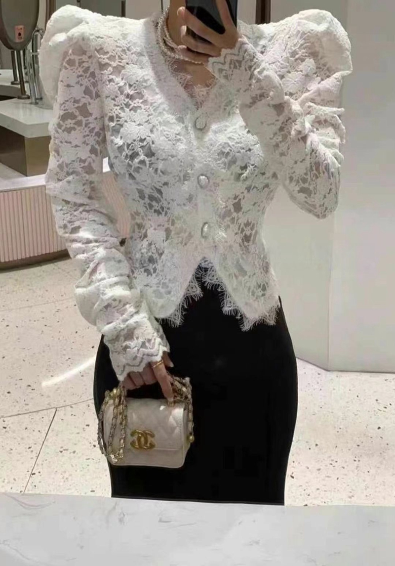THE COCO韓國直郵東大門實拍女裝新品真品24秋冬襯衫蕾絲衫THE COCO襯衫/蕾絲衫