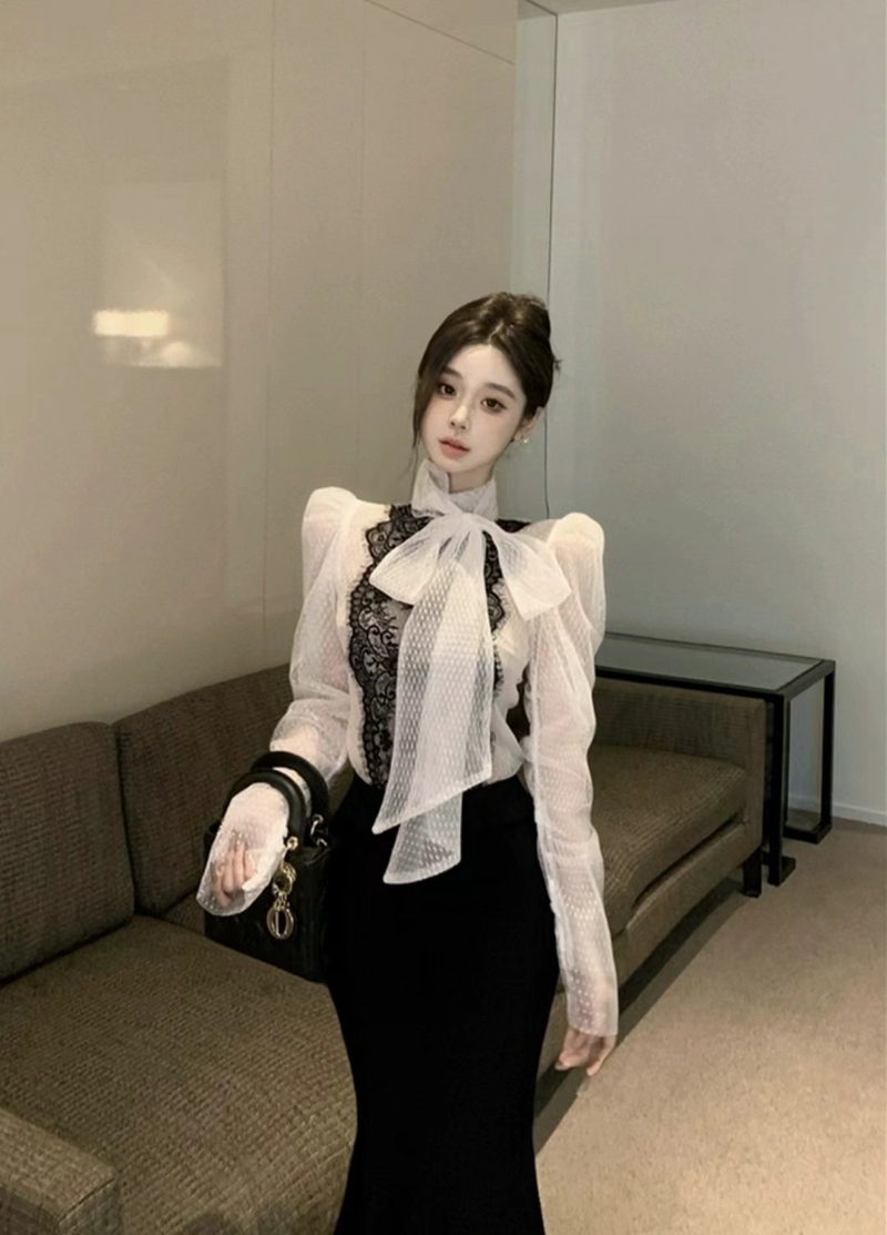 THE COCO韓國直郵女裝新款熱賣24秋冬職業休閑人氣襯衫蕾絲衫THE COCO襯衫/蕾絲衫