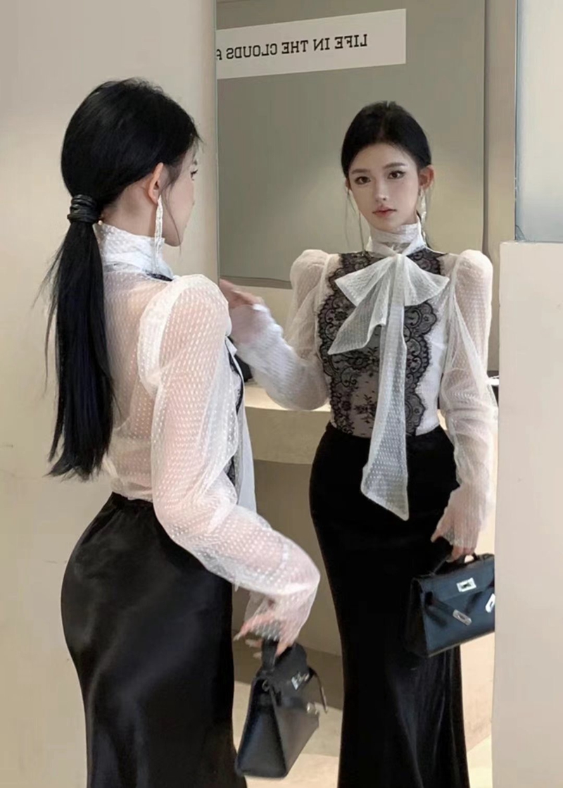 THE COCO韓國直郵女裝新款熱賣24秋冬職業休閑人氣襯衫蕾絲衫THE COCO襯衫/蕾絲衫