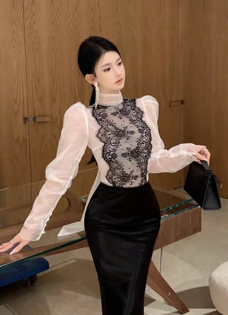 THE COCO韓國直郵女裝新款熱賣24秋冬職業休閑人氣襯衫蕾絲衫THE COCO襯衫/蕾絲衫