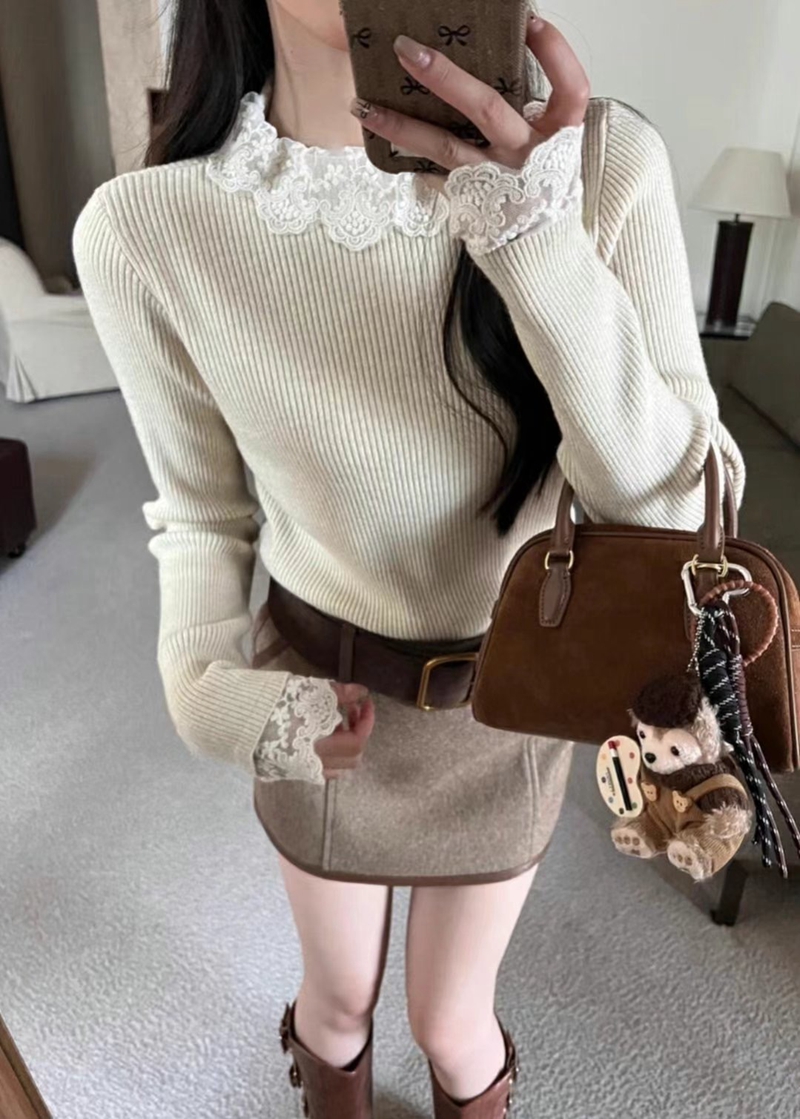 THE COCO韓國直郵女裝新款熱賣休閑職業人氣真品針織衫蕾絲THE COCO針織衫