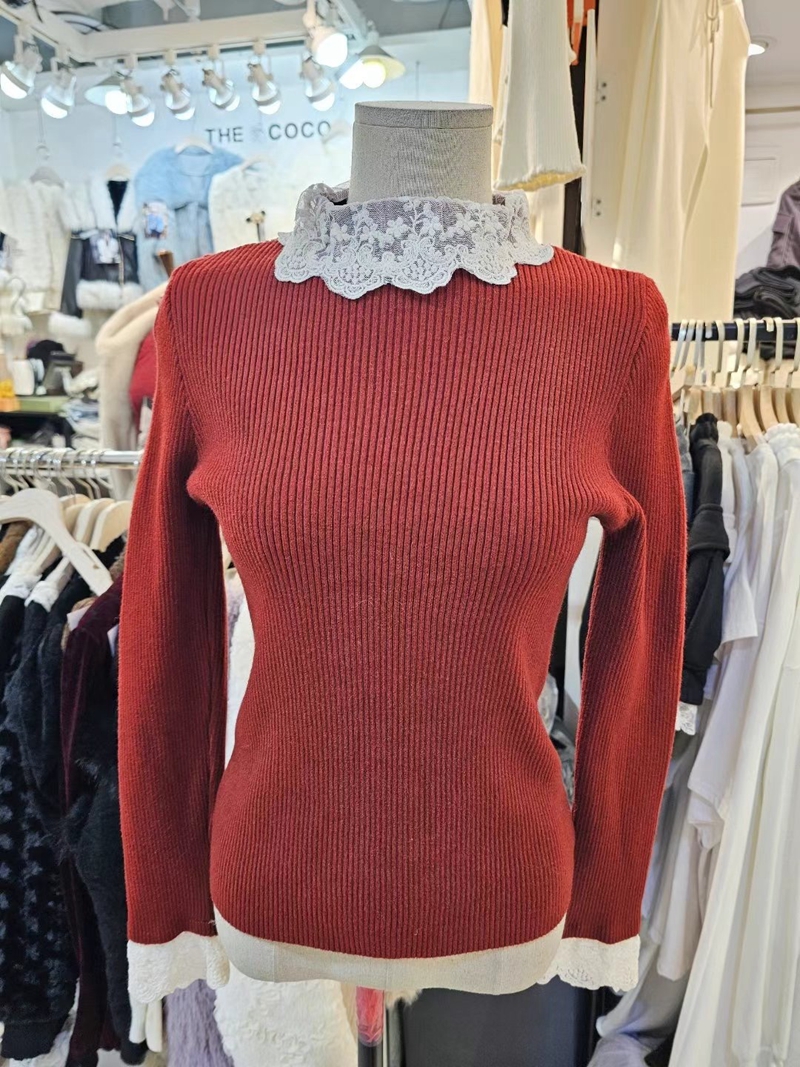THE COCO韓國直郵女裝新款熱賣休閑職業人氣真品針織衫蕾絲THE COCO針織衫圖色2