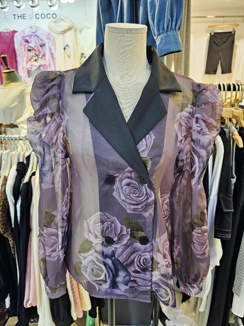 THE COCO直郵韓國代購女裝新款24秋冬時尚熱賣休閑襯衫蕾絲衫THE COCO襯衫/蕾絲衫圖色1