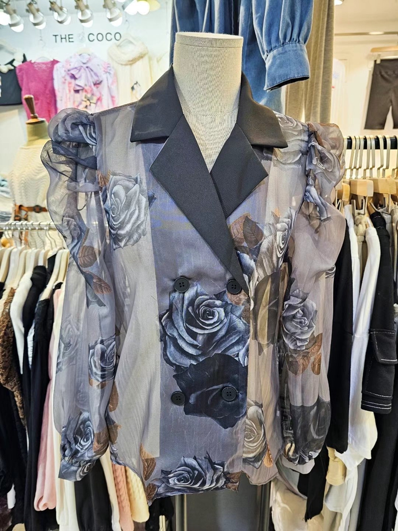 THE COCO直郵韓國代購女裝新款24秋冬時尚熱賣休閑襯衫蕾絲衫THE COCO襯衫/蕾絲衫圖色2