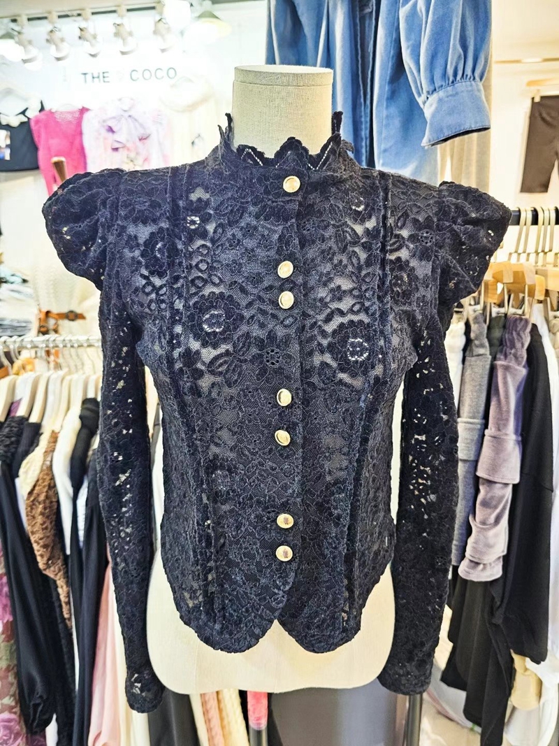 THE COCO直郵韓國代購女裝新品24秋冬真品休閑襯衫蕾絲衫蕾絲THE COCO襯衫/蕾絲衫圖色3
