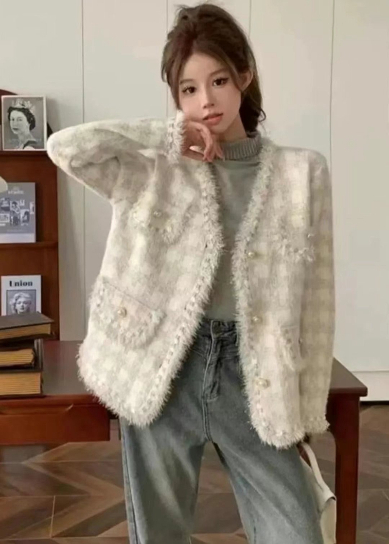 THE COCO直郵韓國代購女裝新款24秋冬時尚熱賣針織衫花呢開衫THE COCO針織衫