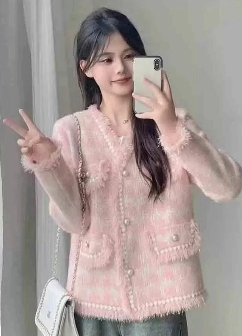 THE COCO直郵韓國代購女裝新款24秋冬時尚熱賣針織衫花呢開衫THE COCO針織衫