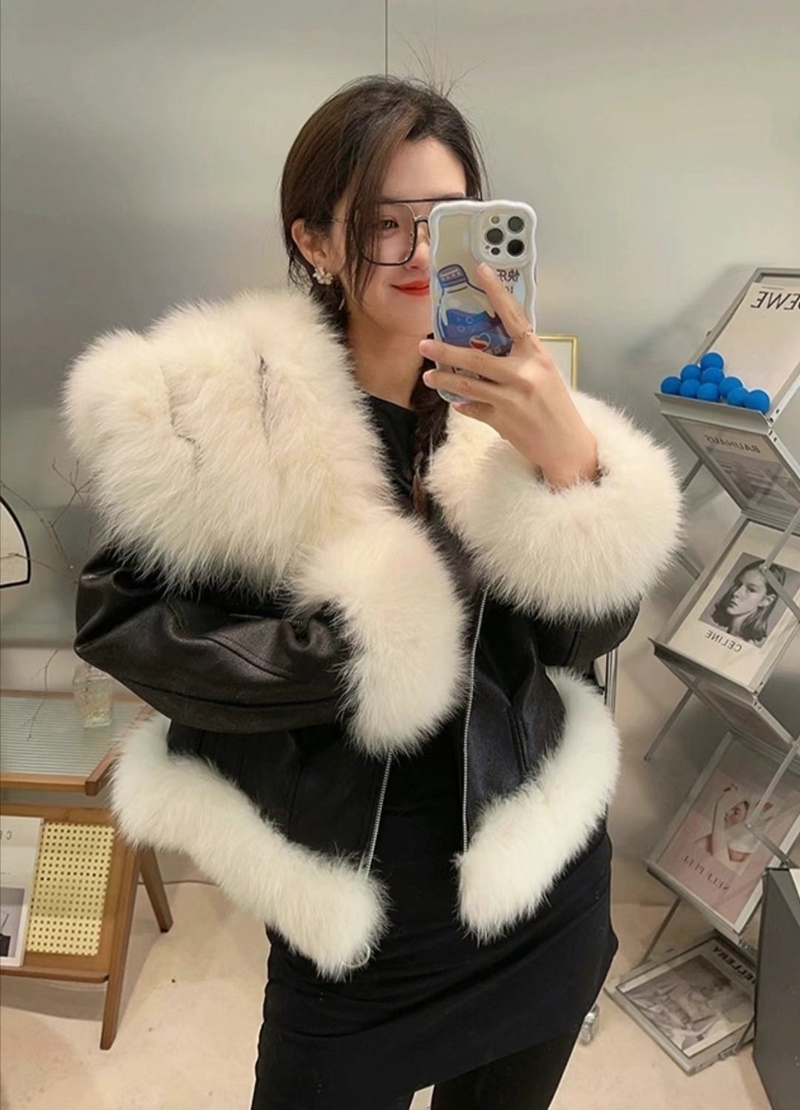 THE COCO韓國直郵東大門實拍女裝新品休閑推薦短款大衣皮革THE COCO短款大衣