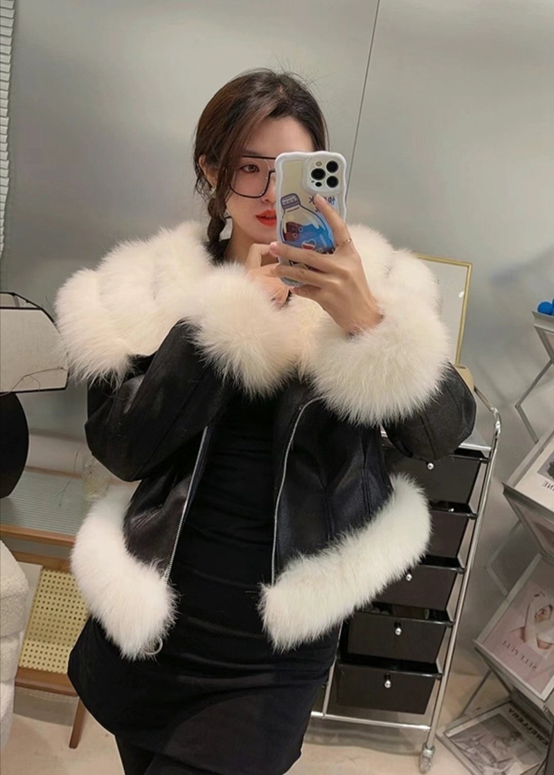 THE COCO韓國直郵東大門實拍女裝新品休閑推薦短款大衣皮革THE COCO短款大衣