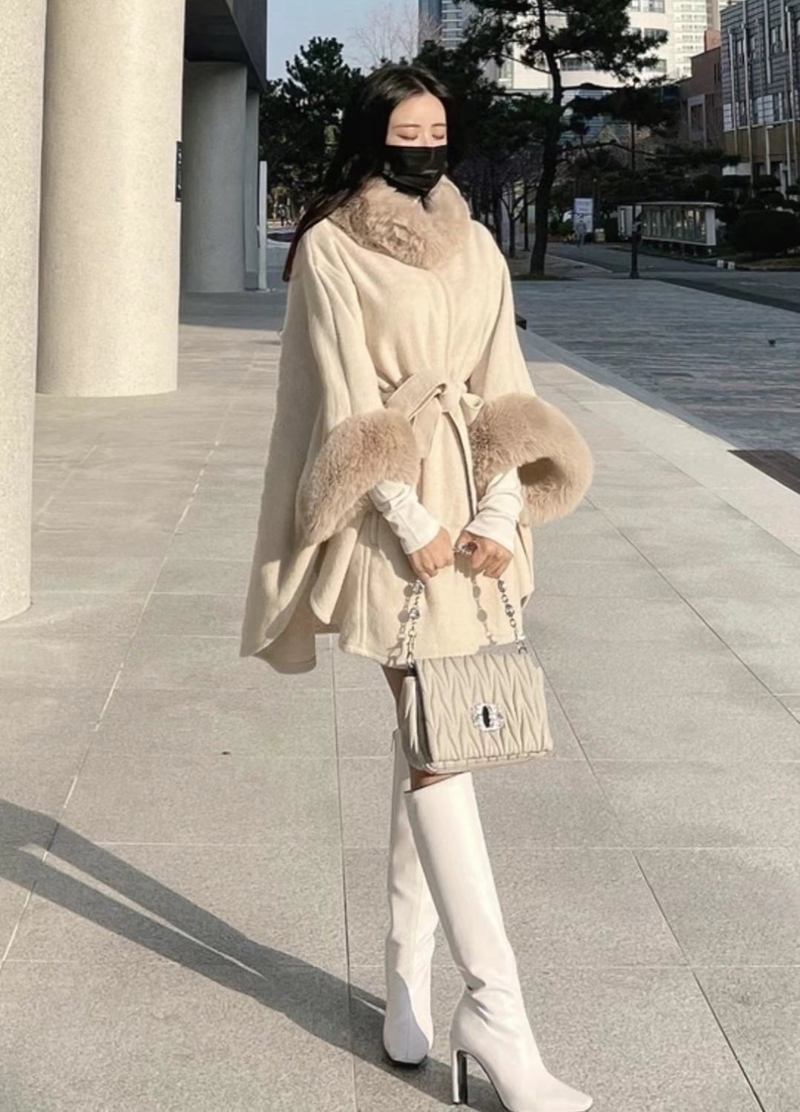 THE COCO韓國直郵東大門代購女裝新品推薦熱賣短款大衣斗篷THE COCO短款大衣