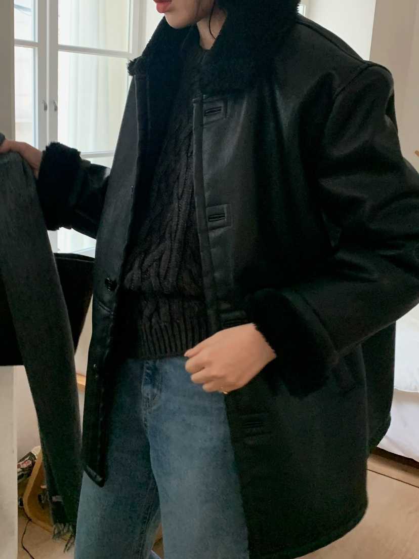 SORBET韓國直郵女裝新品推薦休閑24秋夏時尚職業熱賣人氣皮衣SORBET/flat white皮衣