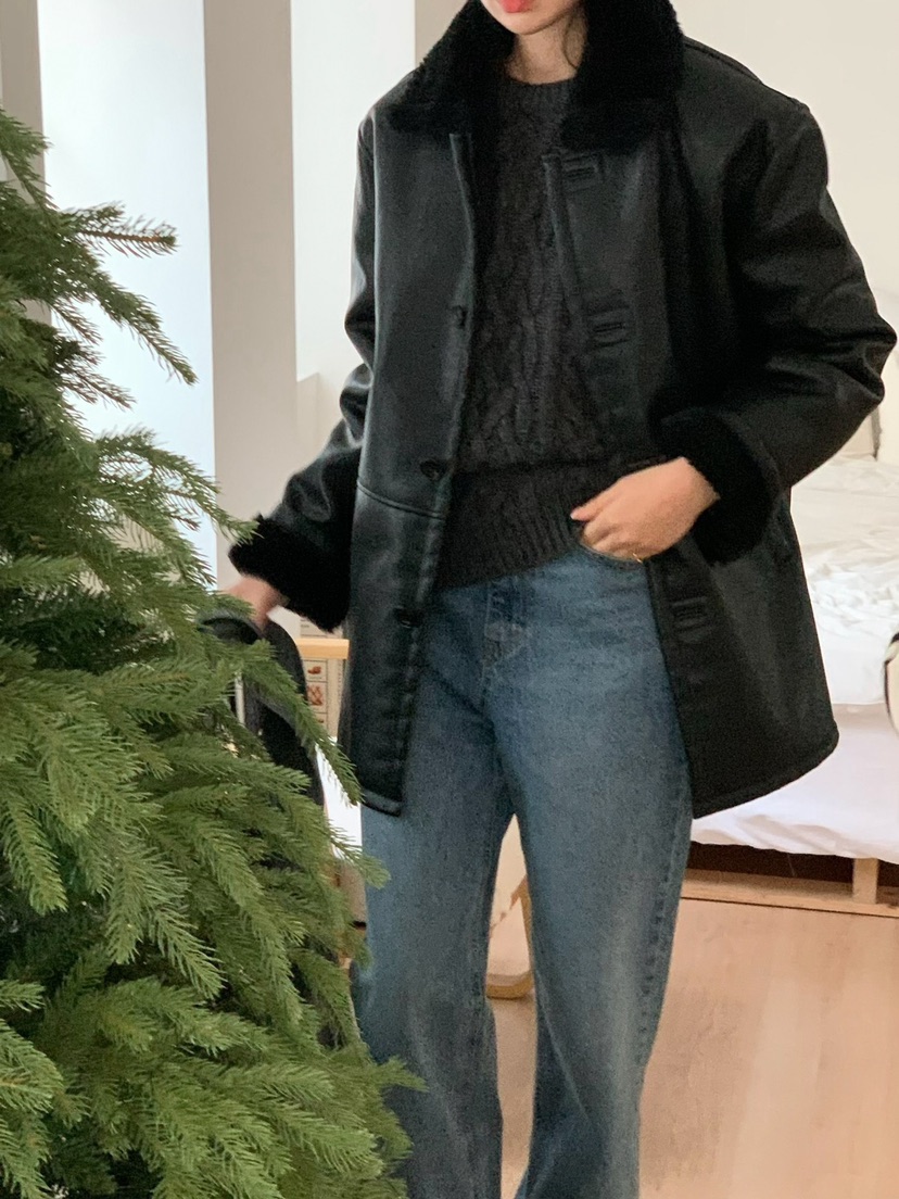 SORBET韓國直郵女裝新品推薦休閑24秋夏時尚職業熱賣人氣皮衣SORBET/flat white皮衣